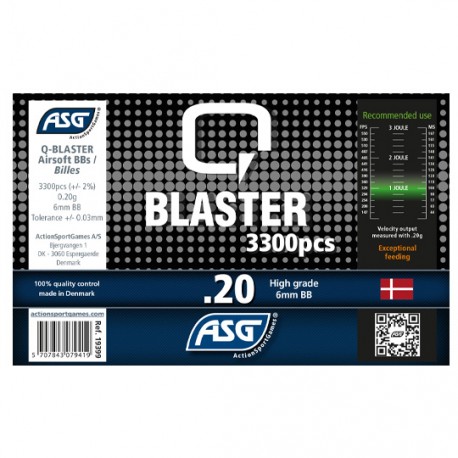 Bille airsoft Q-Blaster 0.20 gramme en carton de 20 kg de la marque ASG