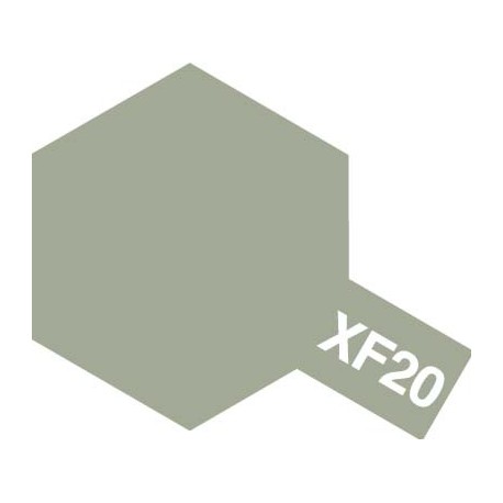 Peinture pour maquette plastique. La couleur est XF20 Gris moyen mat 10 ml de la marque Tamiya (81720)