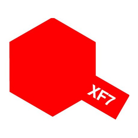 Peinture pour maquette plastique. La couleur est XF7 Rouge mat 10 ml de la marque Tamiya (81707)