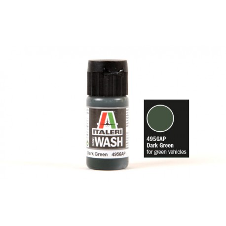 Jus pour maquette plastique. La couleur est vert foncé. La contenance du pot est de 20 ml. La marque est Italeri (4956AP)