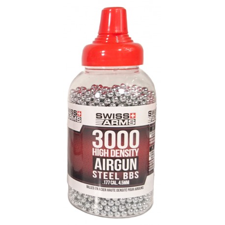 Bille acier airgun 4.5 mm 0.35 gramme en pot de 3000 billes de la marque Swiss arms (883000)