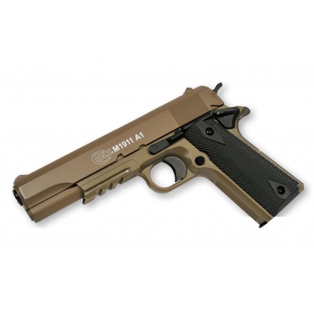 Réplique airsoft Colt 1911 dark earth, ressort - culasse métal | Cybergun