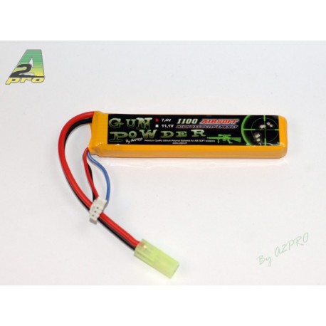 Airsoft - Batterie 1 stick Li-Po 7.4 V - 1100 mAh (cosse mini tamiya) de la marque A2 Pro (9110022)